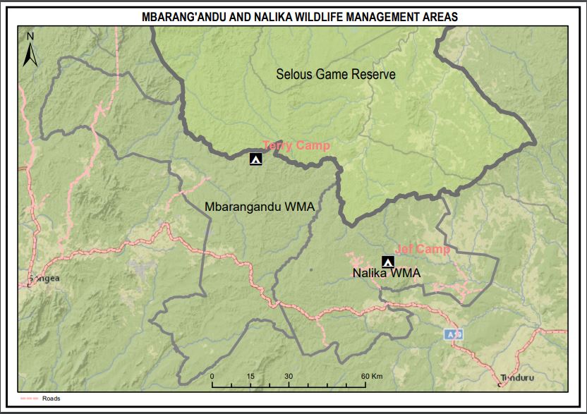 Map of Nalika and Mbarang'andu hunting blocks